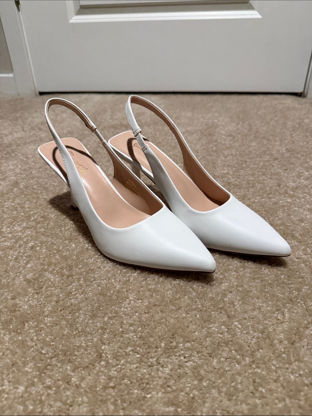 White Pointed Slingback Pumps - Women